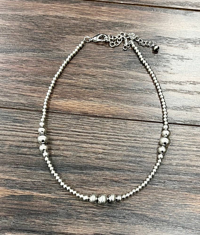 Handmade Silver Cluster Navajo Bead Necklace