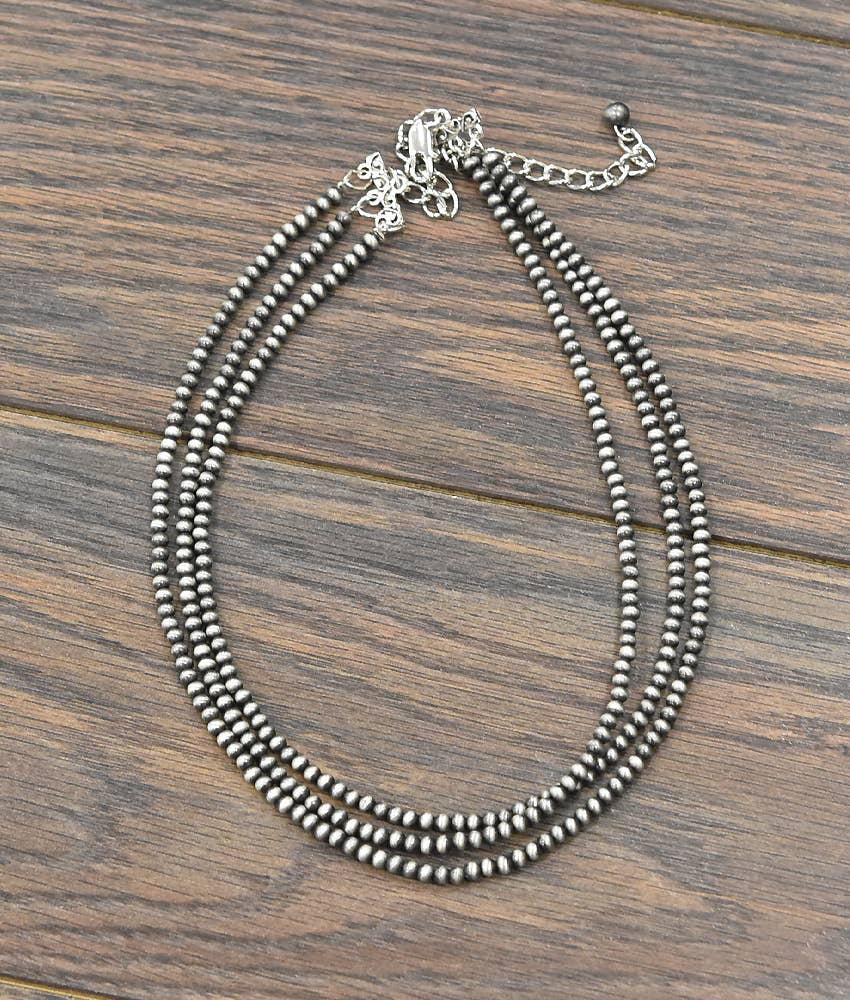 3 Strand 4mm Handmade Navajo Bead Necklace