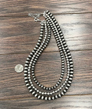 Load image into Gallery viewer, 8mm &amp; 10mm Handmade Silver &amp; Navajo Bead Necklace
