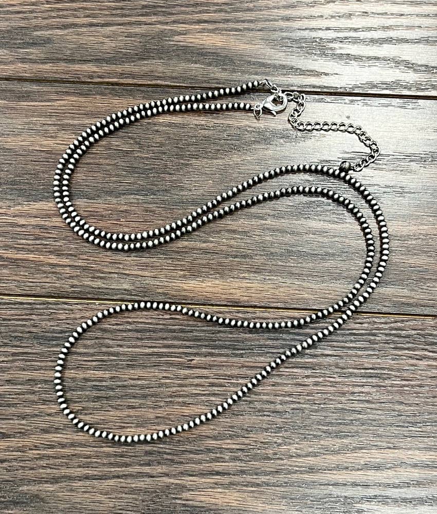 4mm Long Handmade Navajo Bead Necklace