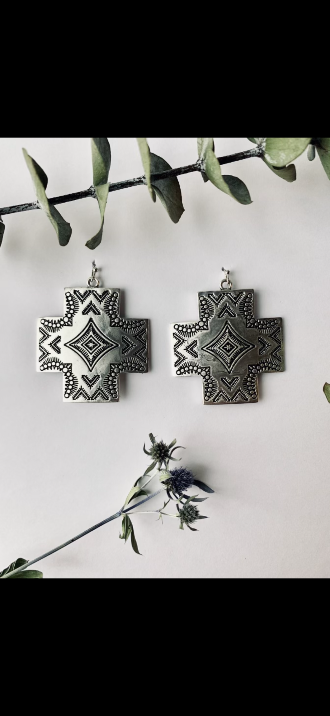 Silver Cross Earrings