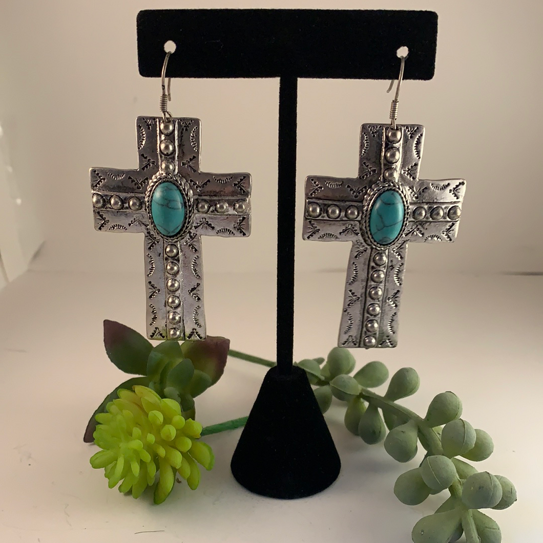Silver Cross Earring