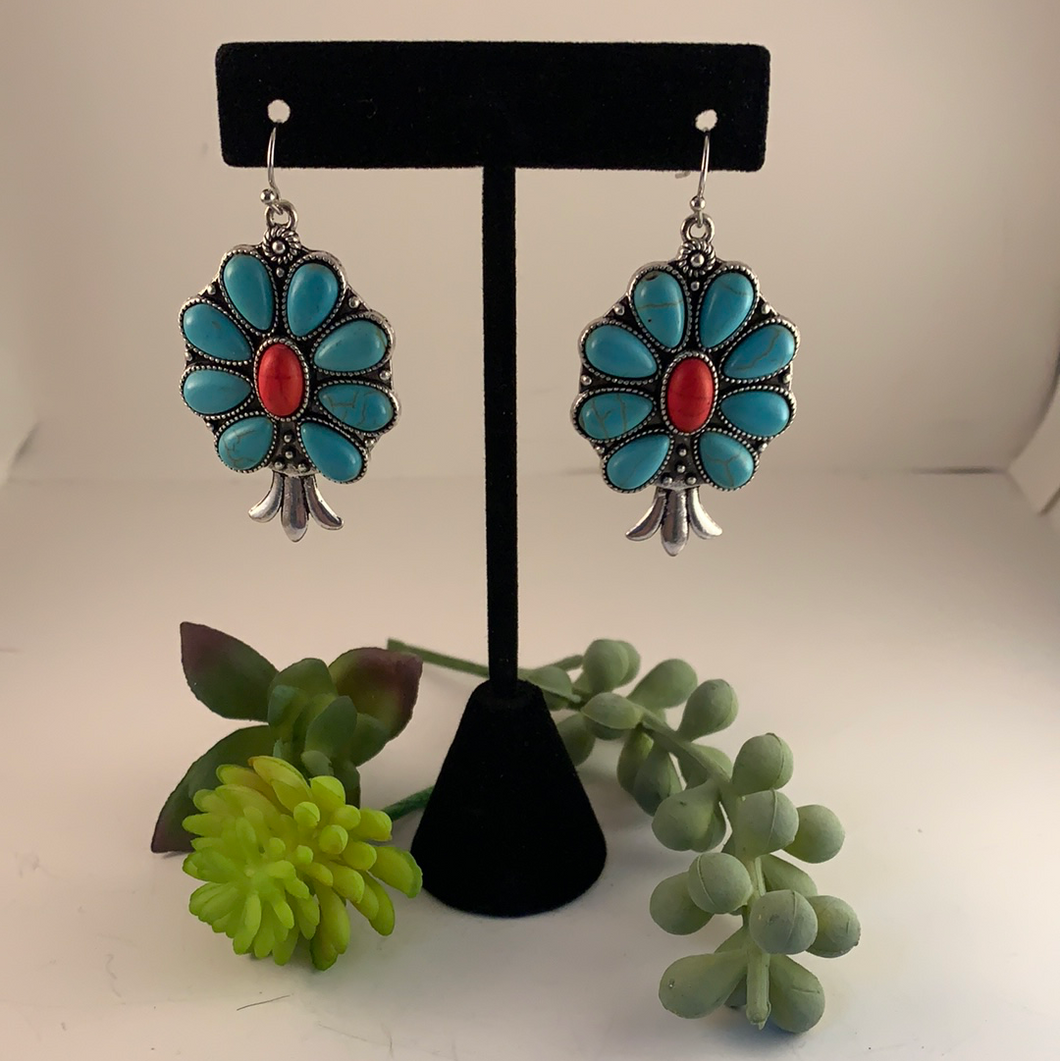 Turquoise Red Stone Earrings