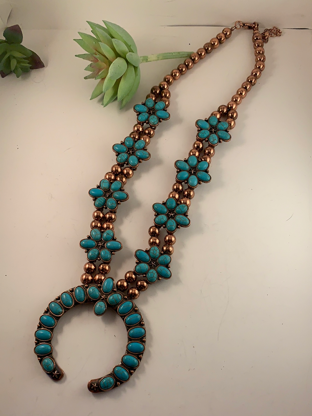 Turquoise Copper Squash Necklace