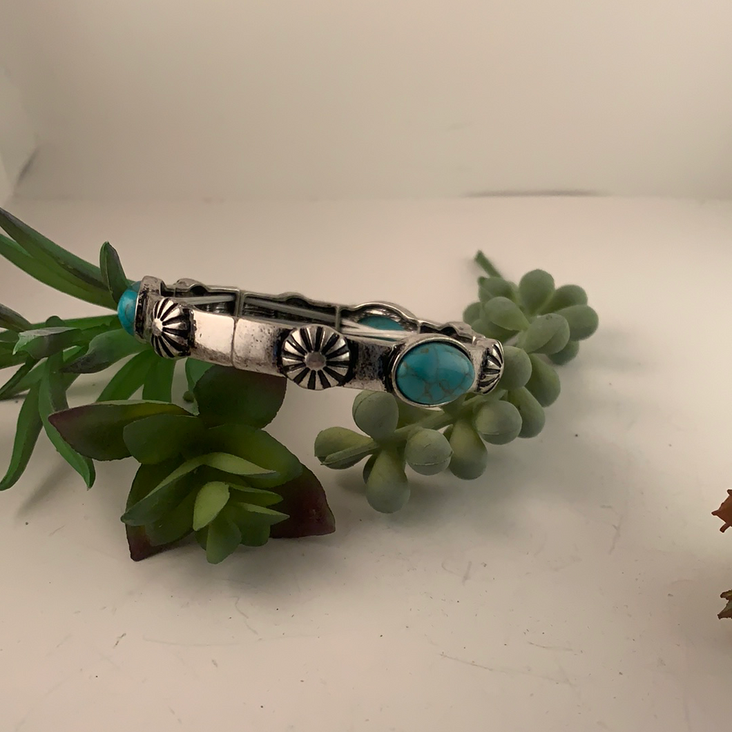 Turquoise and Silver Stacker Bracelet