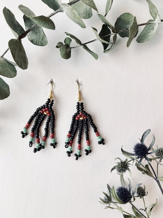 Black Beaded Earrings