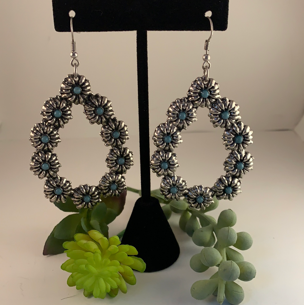 Turquoise Oval Hoop Earring