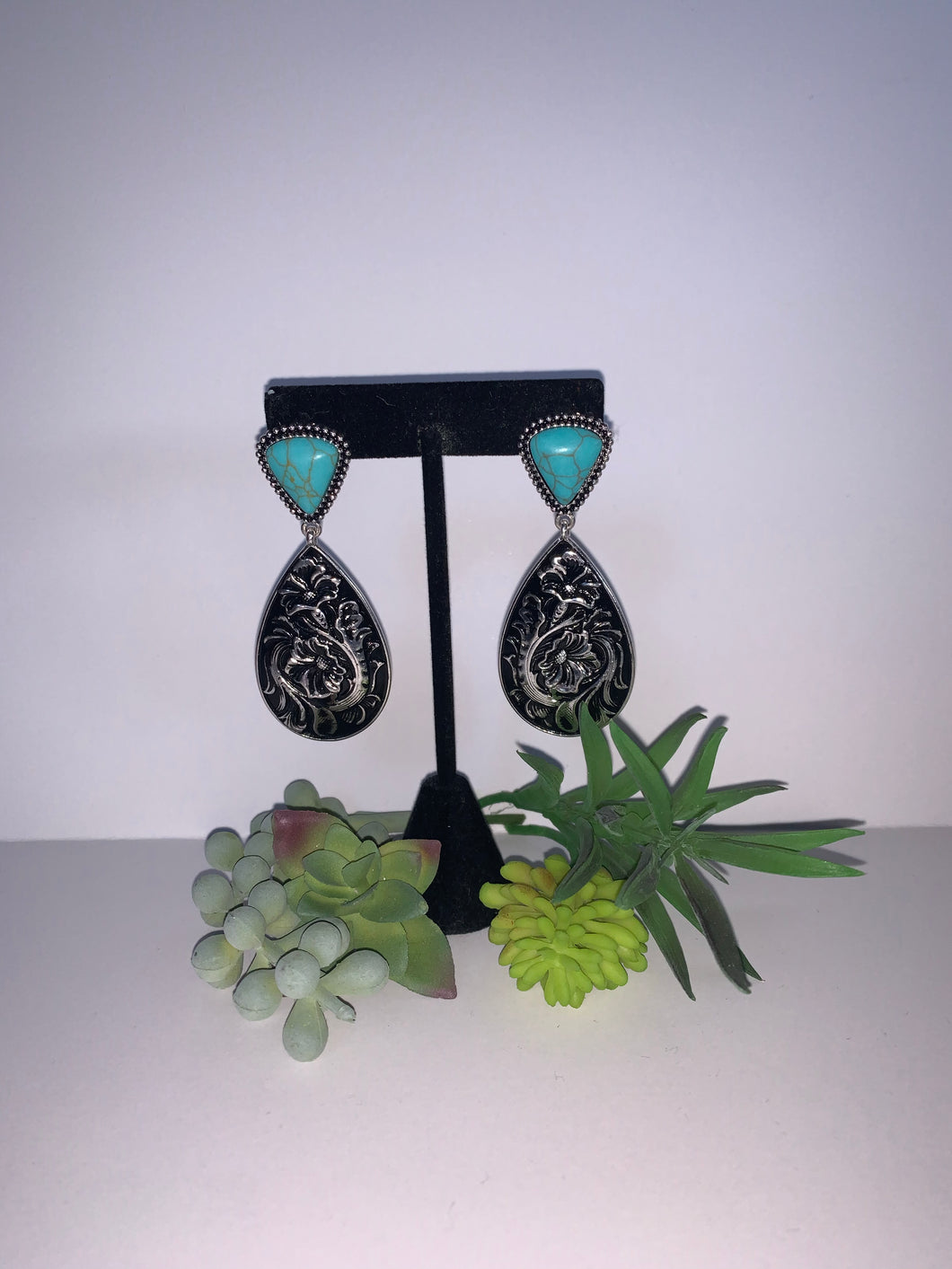 Engraved Silver Earrings