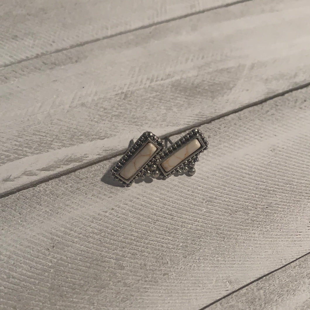 White Stone Studs