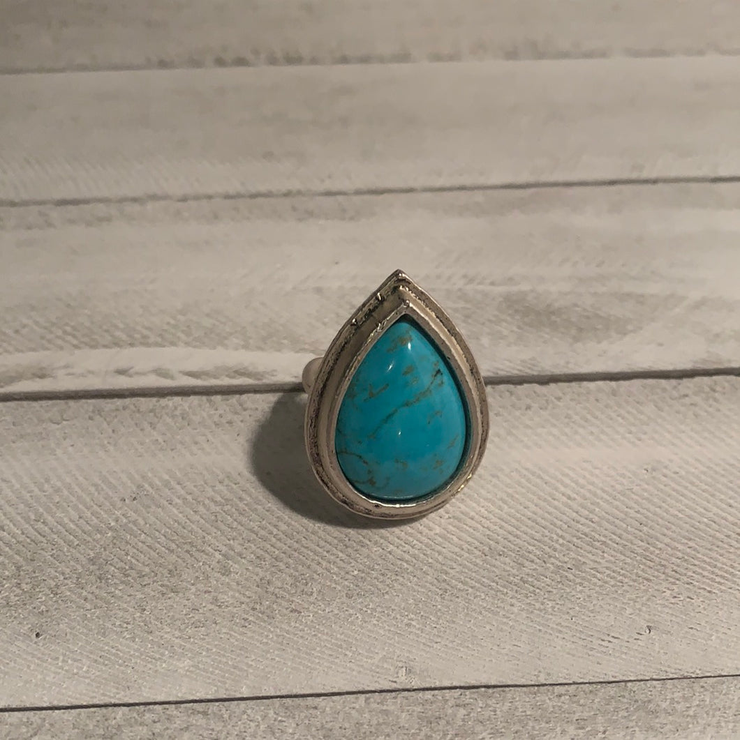 Teardrop Natural Stone Ring