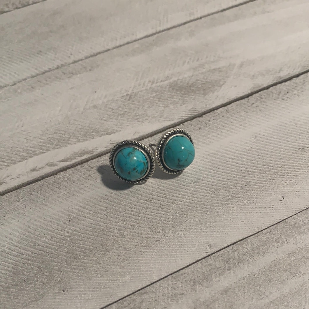 Natural Stone Turquoise Studs